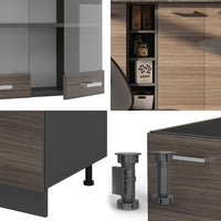 Vicco Cucina completa Grigio nobile/antracite 160 cm , PL Rovere