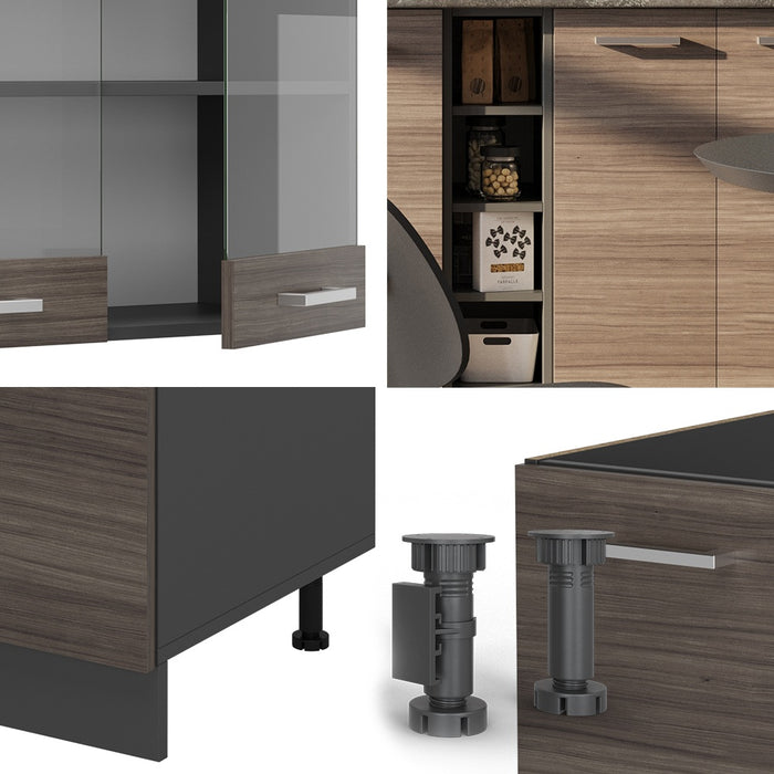 Vicco Cucina completa Grigio nobile/antracite 160 cm , PL Rovere