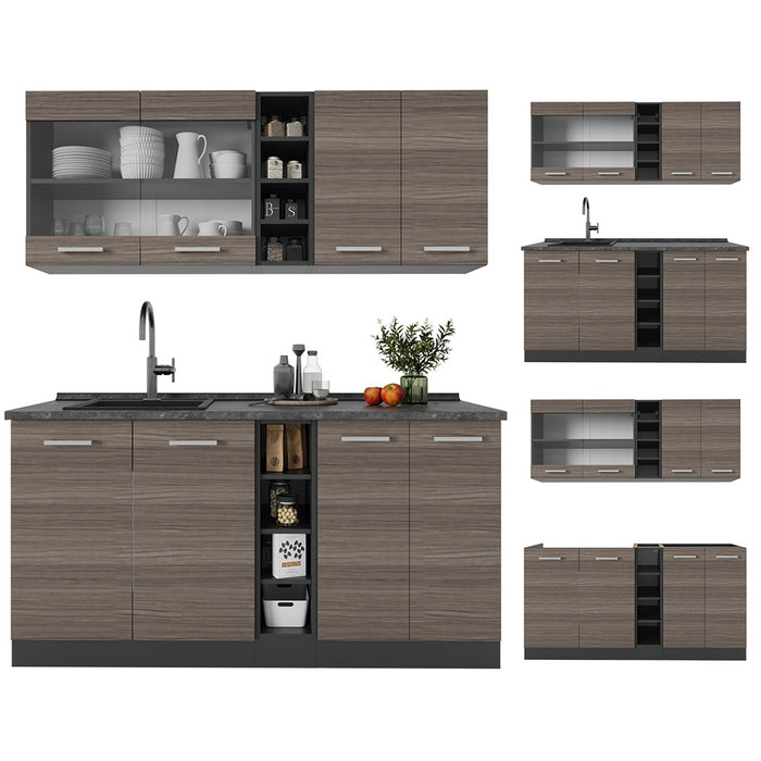 Vicco Cucina completa Grigio nobile/antracite 160 cm , PL Marmo