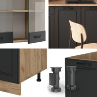 Vicco Cucina monoblocco Antracite casa di campagna/rovere dorato 140 cm , PL Rovere