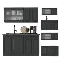 Vicco Cucina monoblocco Casa di campagna antracite/antracite 140 cm , PL Marmo