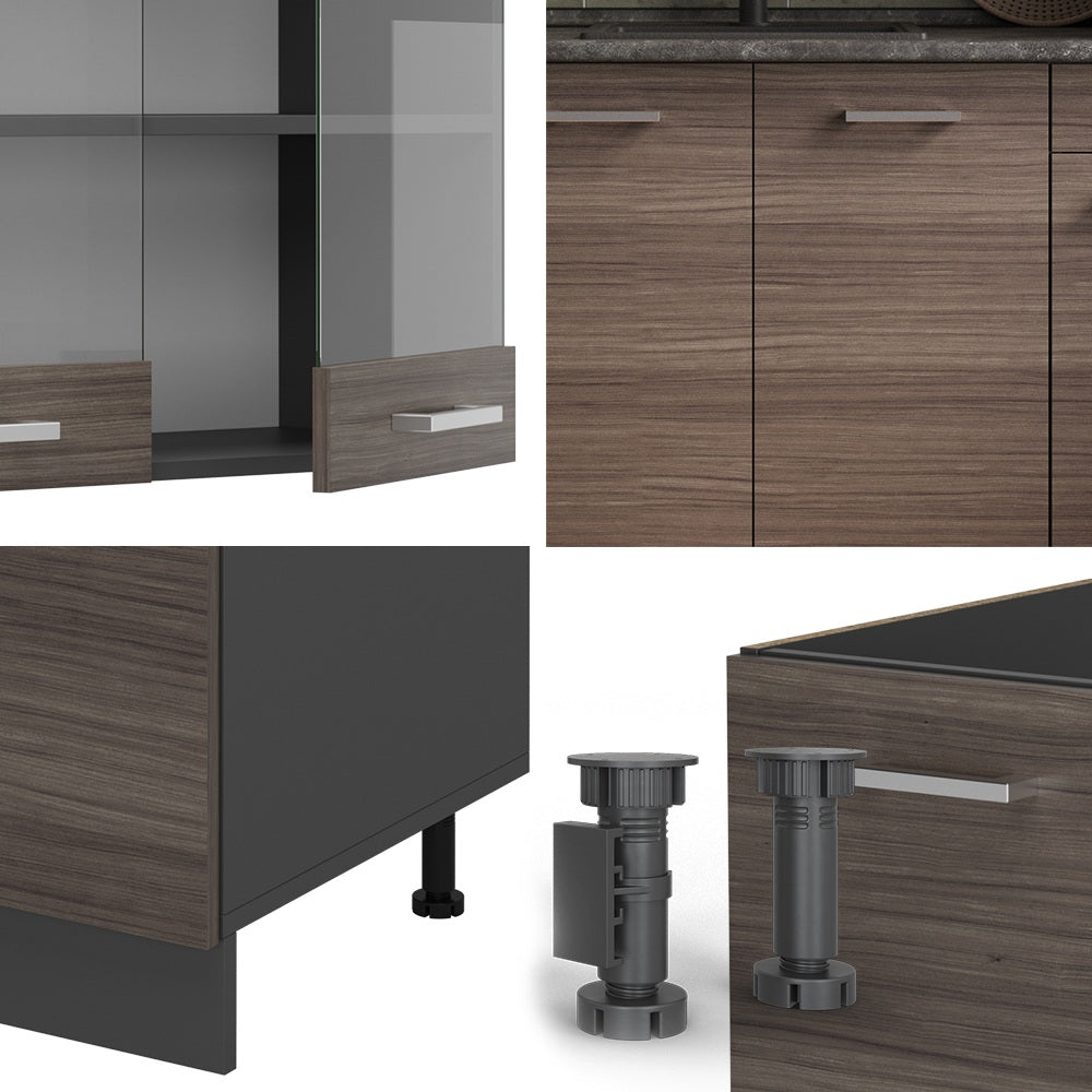 Vicco Cucina monoblocco Grigio nobile/antracite 140 cm , PL Rovere