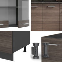 Vicco Cucina monoblocco Grigio nobile/antracite 140 cm , PL Rovere