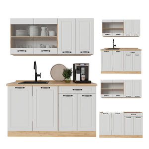 Vicco Cucina monoblocco Casa di campagna bianca/quercia dorata 140 cm , PL Rovere