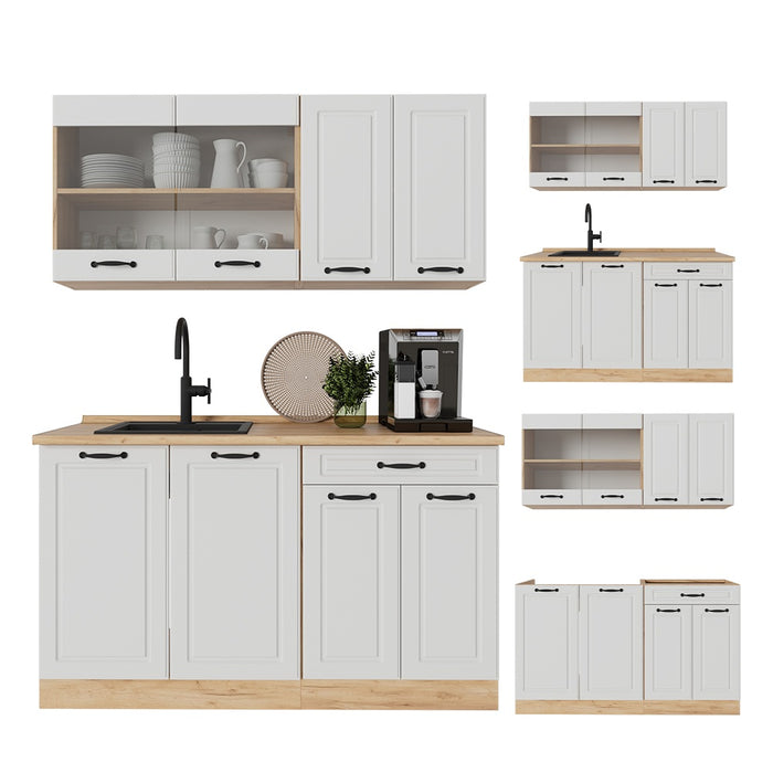 Vicco Cucina monoblocco Casa di campagna bianca/quercia dorata 140 cm , PL Rovere