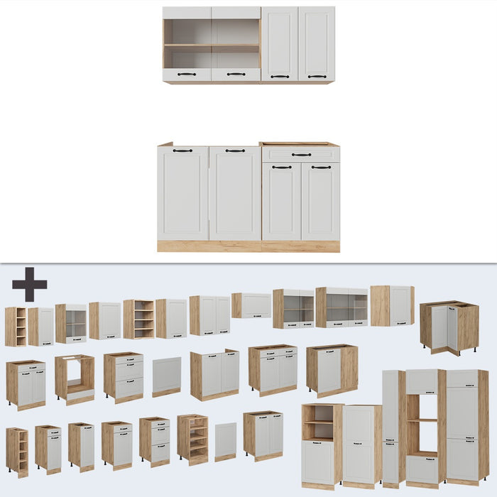 Vicco Cucina monoblocco Casa di campagna bianca/quercia dorata 140 cm , PL Rovere