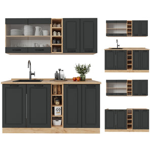 Vicco Cucina completa Antracite casa di campagna/rovere dorato 160 cm , PL Rovere