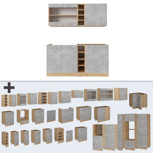 Vicco Cucina completa Calcestruzzo/quercia dorata 160 cm , PL Rovere
