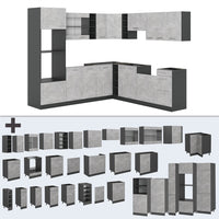 Vicco Cucina angolare completa Calcestruzzo/antracite 237 x 247 cm , PL Rovere