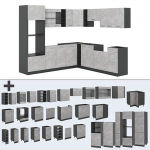Vicco Cucina angolare completa Calcestruzzo/antracite 237 x 247 cm , PL Rovere