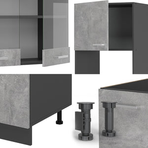 Vicco Cucina angolare completa Calcestruzzo/antracite 237 x 247 cm , PL Rovere