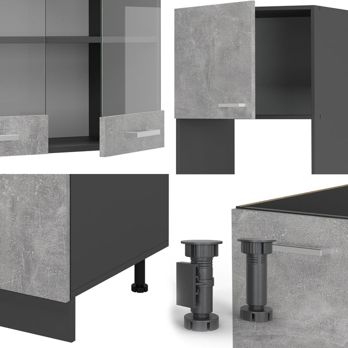 Vicco Cucina angolare completa Calcestruzzo/antracite 237 x 247 cm , PL Rovere