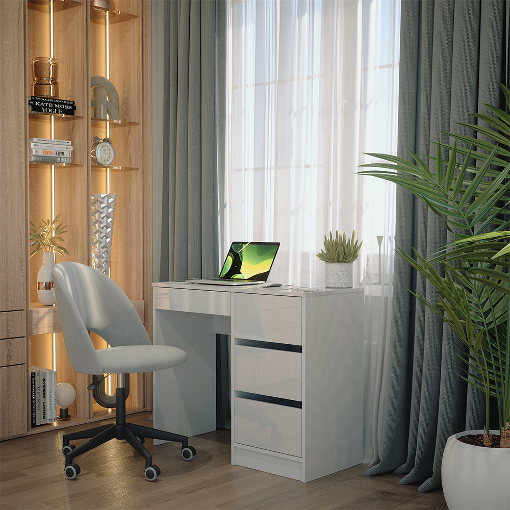 Vicco Scrivania Bianco lucido 90 x 40 cm con cassetti