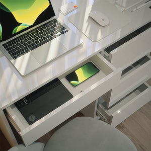 Vicco Scrivania Bianco lucido 90 x 40 cm con cassetti