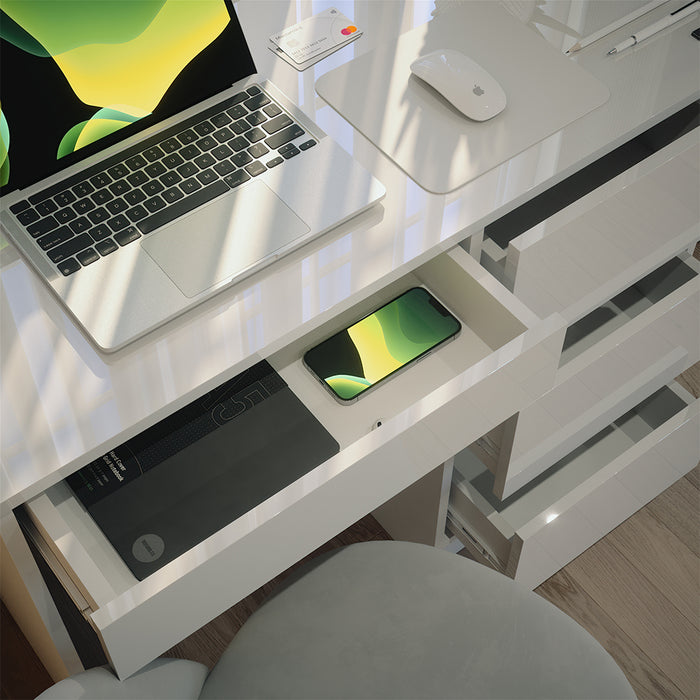 Vicco Scrivania Bianco lucido 90 x 40 cm con cassetti