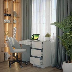 Vicco Scrivania Bianco lucido 90 x 40 cm con cassetti