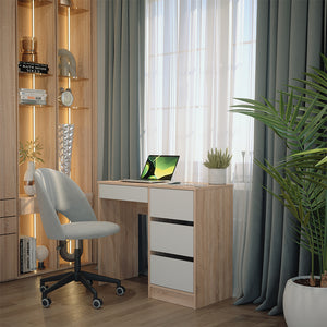 Vicco Scrivania Bianco/Sonoma 90 x 40 cm con cassetti