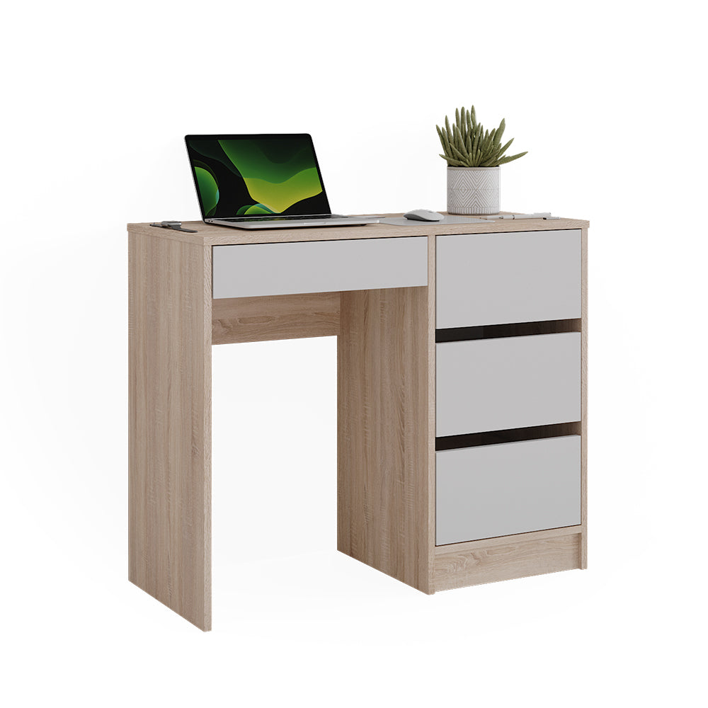 Vicco Scrivania Bianco/Sonoma 90 x 40 cm con cassetti