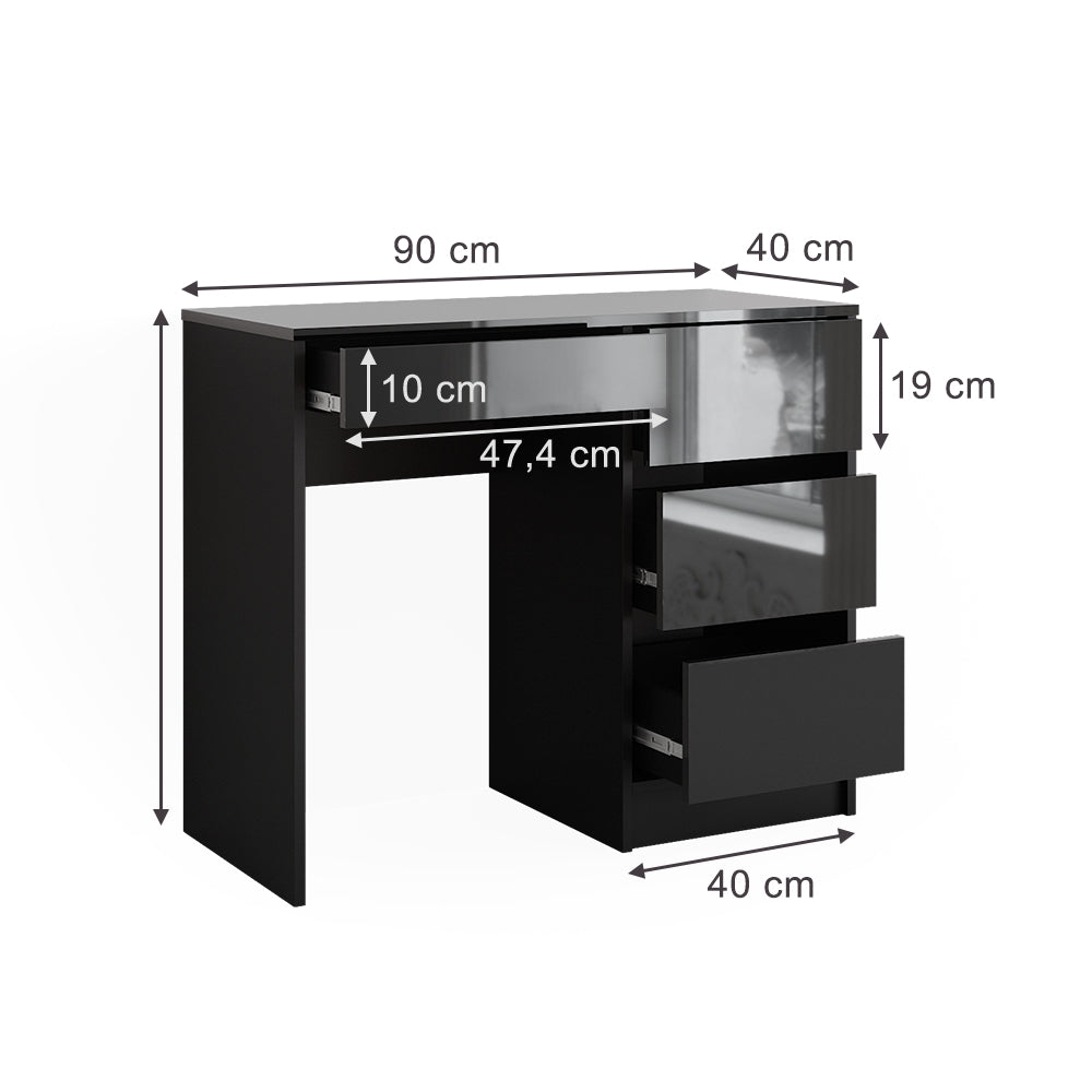 Vicco Scrivania Antracite lucido 90 x 40 cm con cassetti