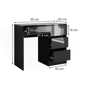 Vicco Scrivania Antracite lucido 90 x 40 cm con cassetti