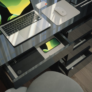 Vicco Scrivania Antracite lucido 90 x 40 cm con cassetti