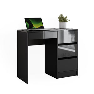 Vicco Scrivania Antracite lucido 90 x 40 cm con cassetti