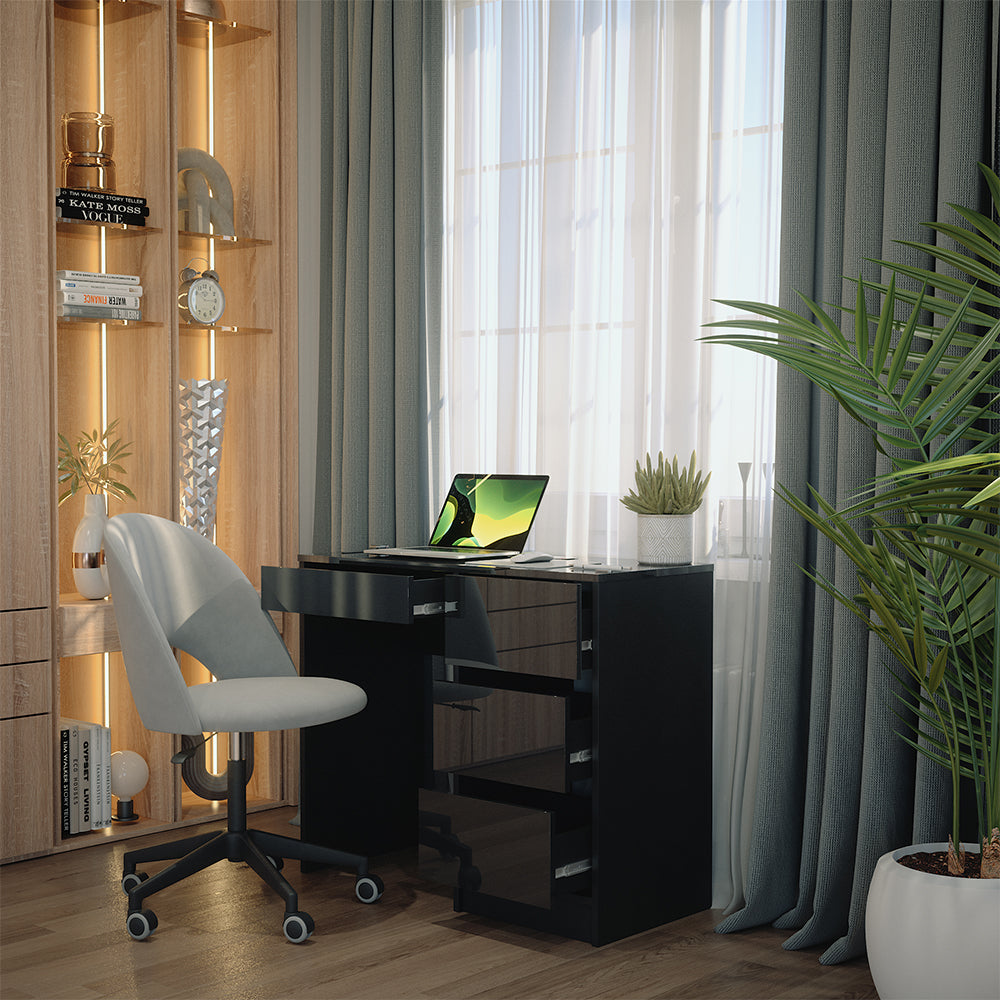 Vicco Scrivania Antracite lucido 90 x 40 cm con cassetti