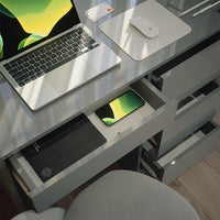 Vicco Scrivania Grigio lucido 90 x 40 cm con cassetti