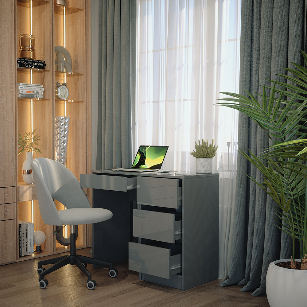 Vicco Scrivania Grigio lucido 90 x 40 cm con cassetti