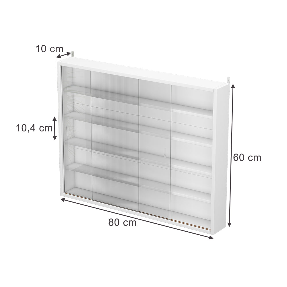 Vicco Vetrina a parete Bianco Con 4 ripiani