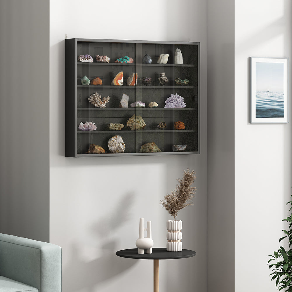 Vicco Vetrina a parete Nero Con 4 ripiani
