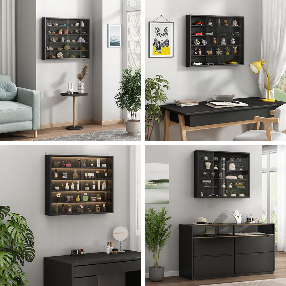 Vicco Vetrina a parete Nero Con 4 ripiani