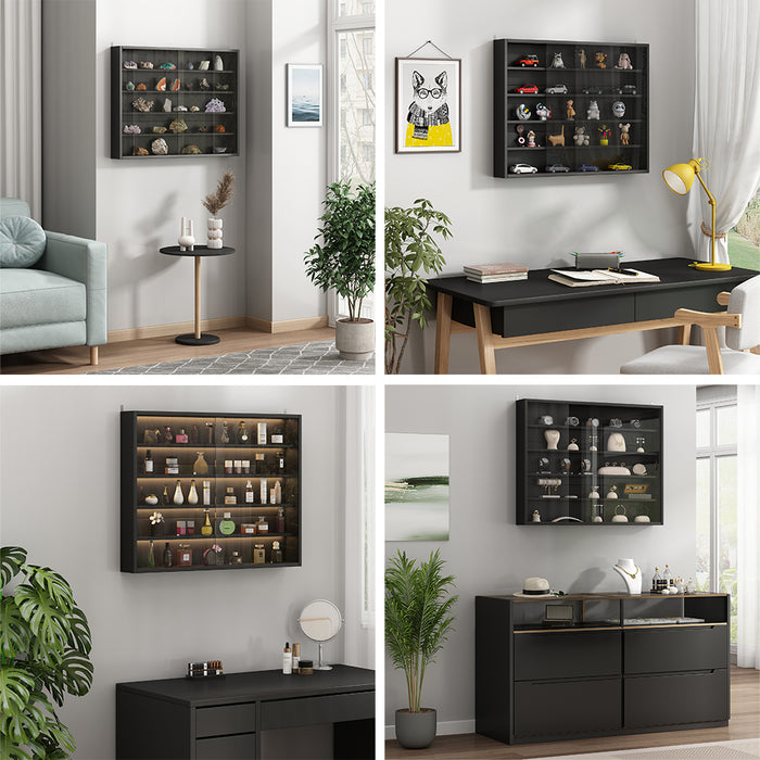 Vicco Vetrina a parete Nero Con 4 ripiani