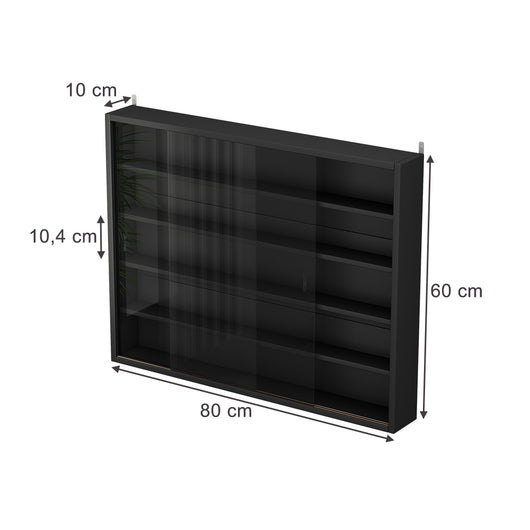 Vicco Vetrina a parete Nero Con 4 ripiani