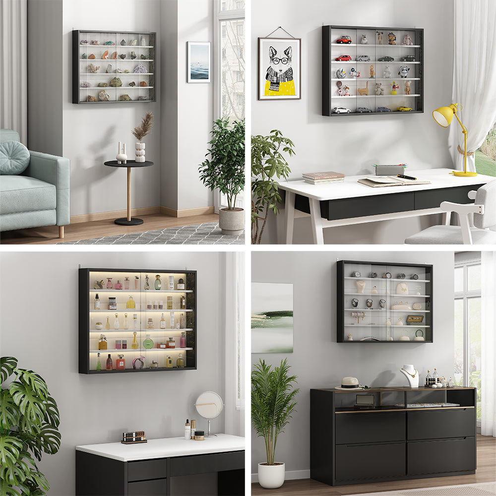 Vicco Vetrina a parete Nero/bianco Con 4 ripiani