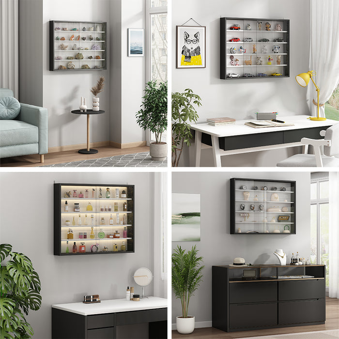 Vicco Vetrina a parete Nero/bianco Con 4 ripiani