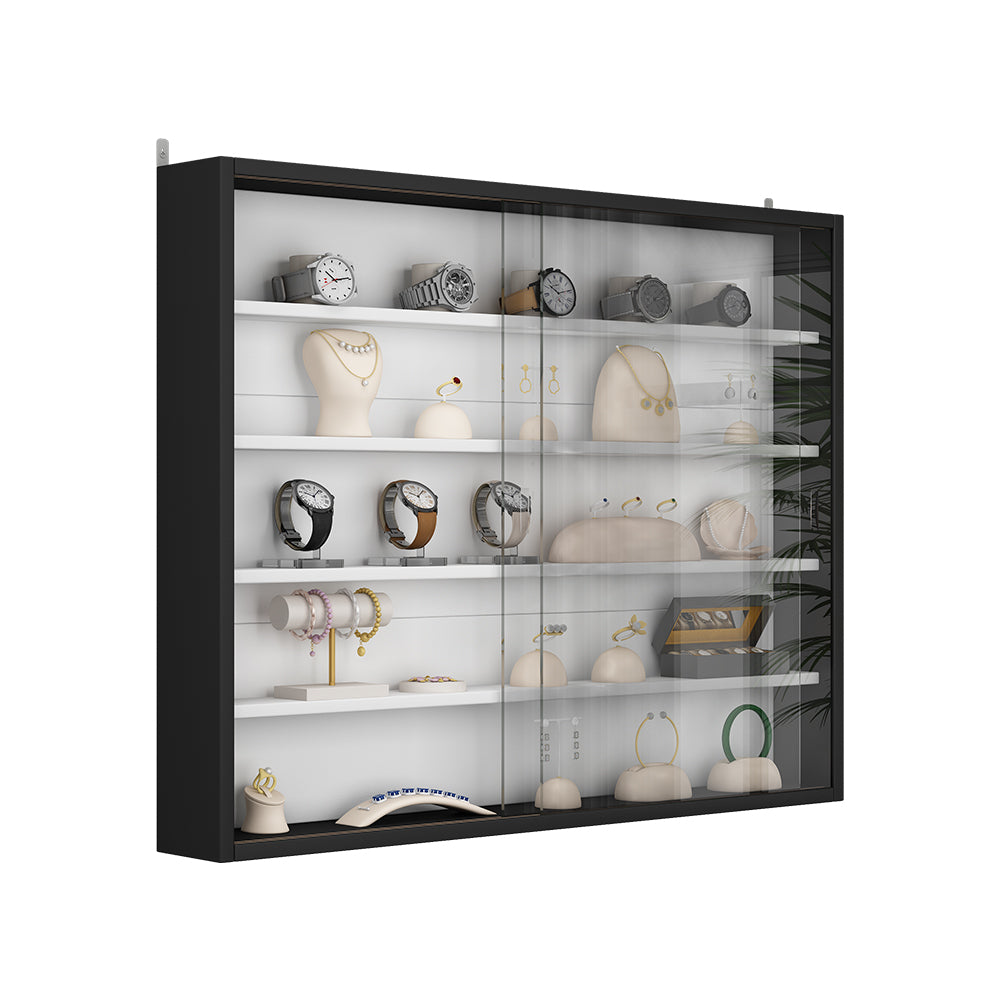 Vicco Vetrina a parete Nero/bianco Con 4 ripiani