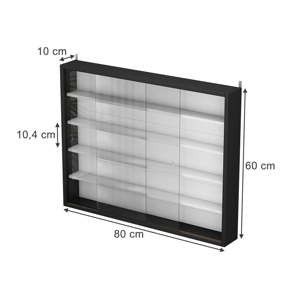 Vicco Vetrina a parete Nero/bianco Con 4 ripiani
