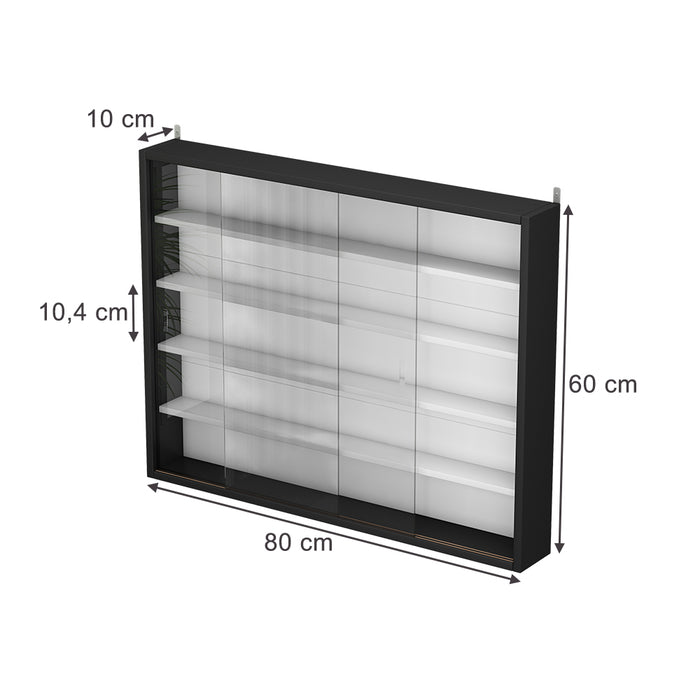 Vicco Vetrina a parete Nero/bianco Con 4 ripiani