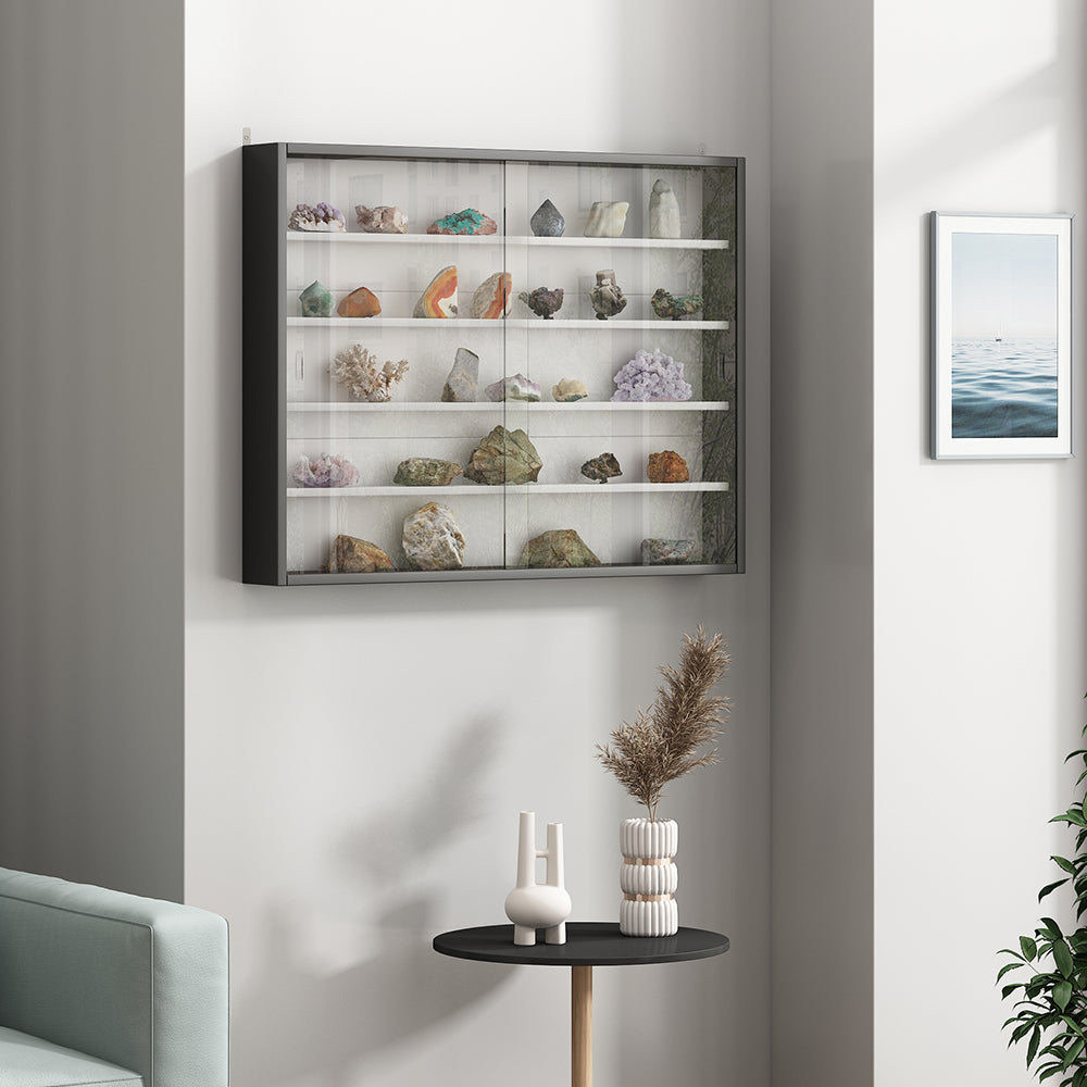 Vicco Vetrina a parete Nero/bianco Con 4 ripiani