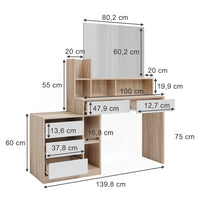 Vicco Scrivania Bianco/Sonoma 139.8 x 40 cm con cassetti
