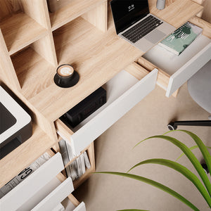 Vicco Scrivania Bianco/Sonoma 139.8 x 40 cm con cassetti