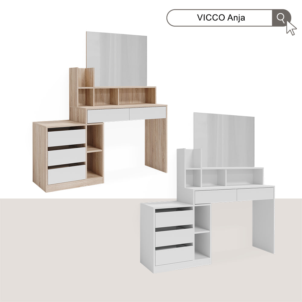 Vicco Scrivania Bianco/Sonoma 139.8 x 40 cm con cassetti