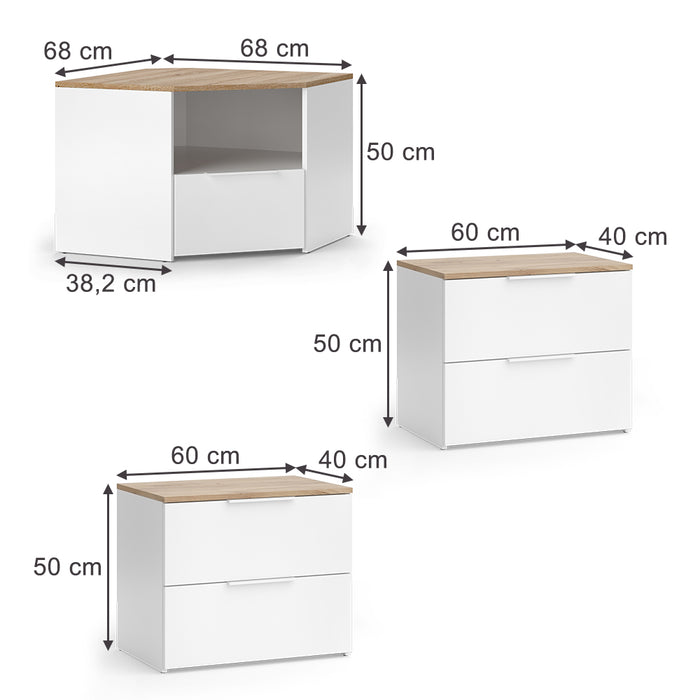 Vicco Parete attrezzata soggiorno Bianco/Sonoma 3 parti