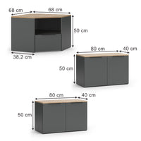Vicco Parete attrezzata soggiorno Antracite/Sonoma 3 parti