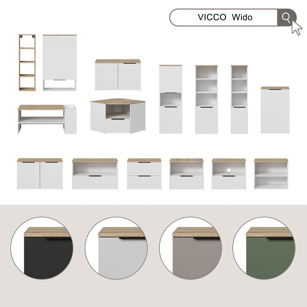 Vicco Parete attrezzata soggiorno Grigio 3 parti