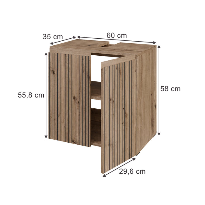 Vicco Mobile sottolavabo per bagno Artigiano 60 x 58 cm 2 vani portaoggetti