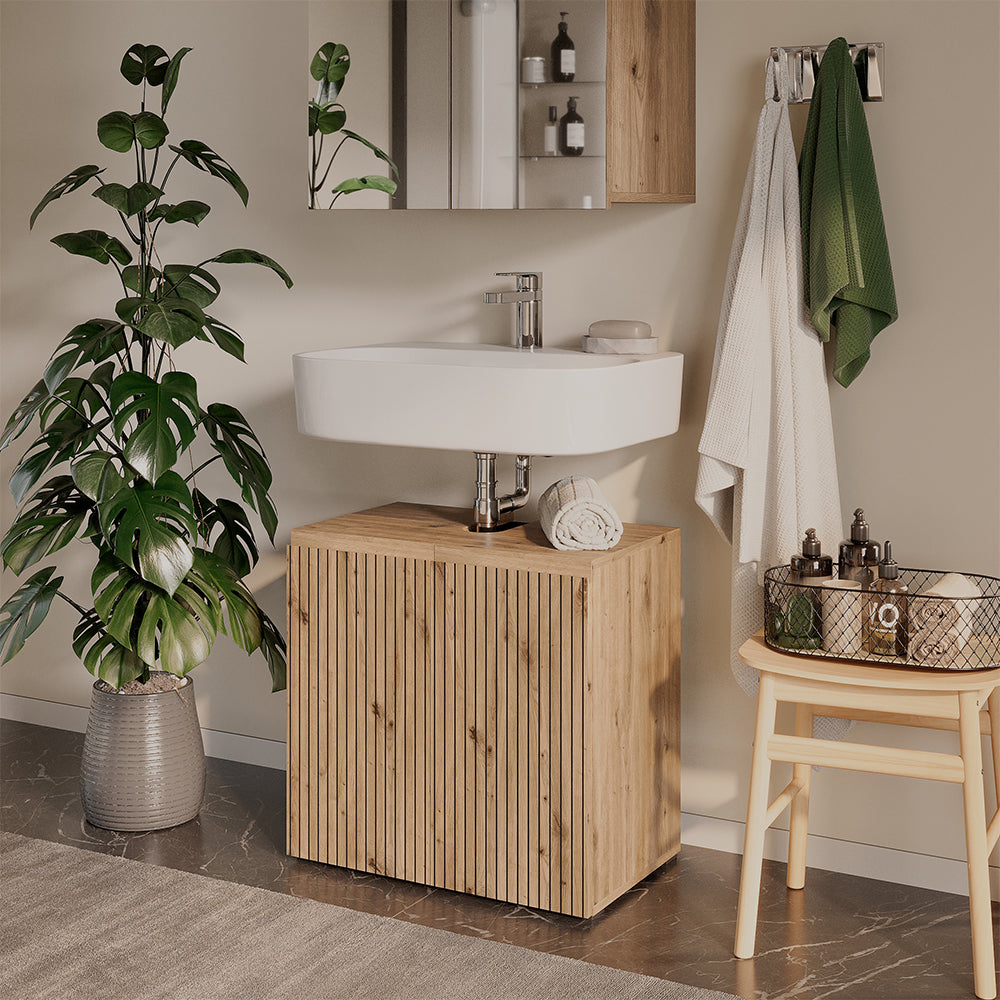 Vicco Mobile sottolavabo per bagno Artigiano 60 x 58 cm 2 vani portaoggetti