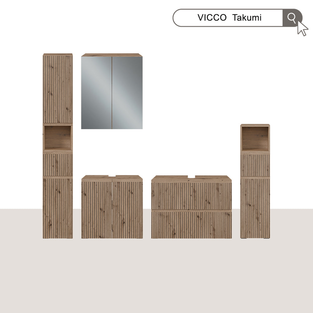 Vicco Mobile sottolavabo per bagno Artigiano 60 x 58 cm 2 vani portaoggetti