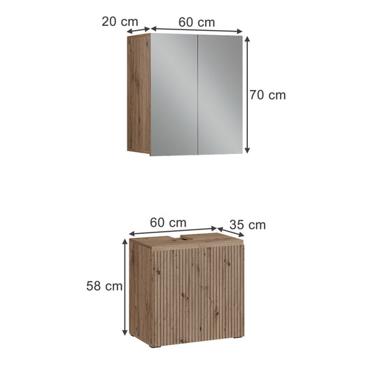 Vicco Set di mobili da bagno Artigiano 2 parti